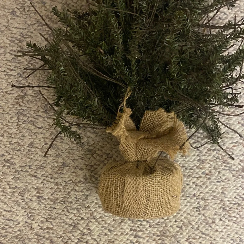 Small Burlap-Base Mini Christmas Tree - Green Holiday Accent